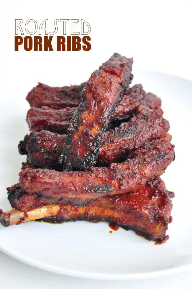 Roasted in a flavorful sauce mixed with honey, tomato paste, ground mustard, garlic and soy sauce, these pork ribs are seriously to die for!