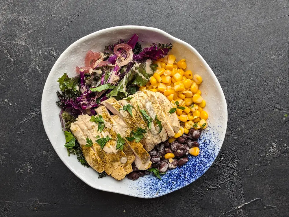 BBQ Chicken Buddha Bowl with Tahini Dressing