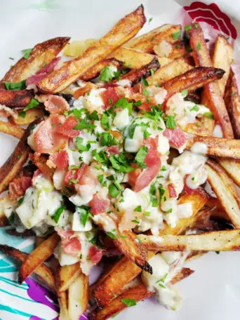 Baked French Fries with Chowder and Bacon