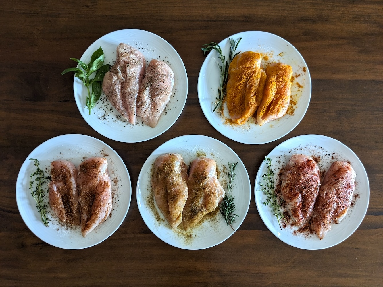 Chicken Breasts Seasoned in 5 Ways