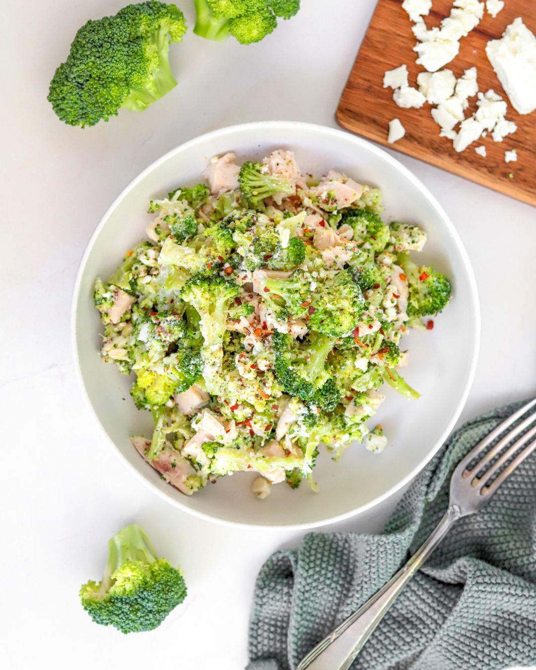 Quick and easy chicken broccoli salad ready in 15 minutes. This high-protein and nutrient-packed meal is perfect for a workday lunch.