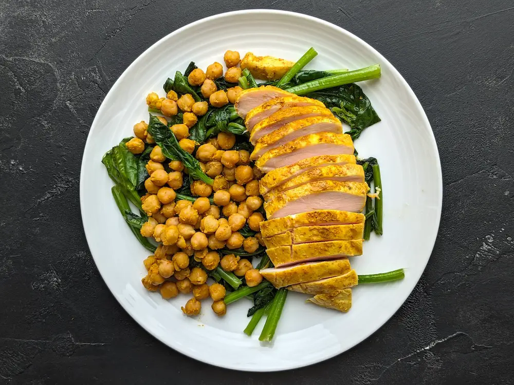 Curry Turmeric Chicken with Spinach and Chickpeas