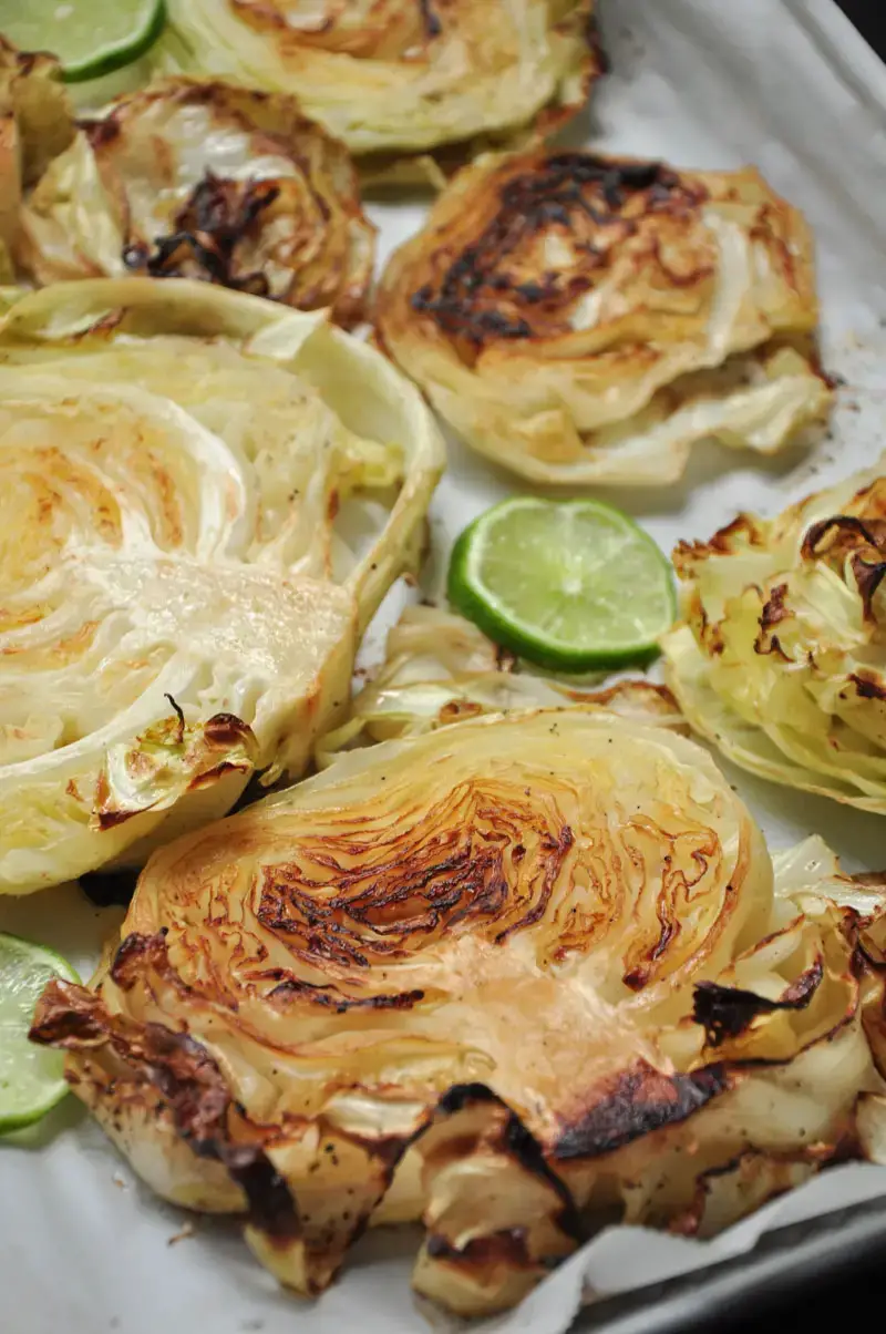 Roasted Cabbage Steaks with Spicy Lime and Cilantro Sauce