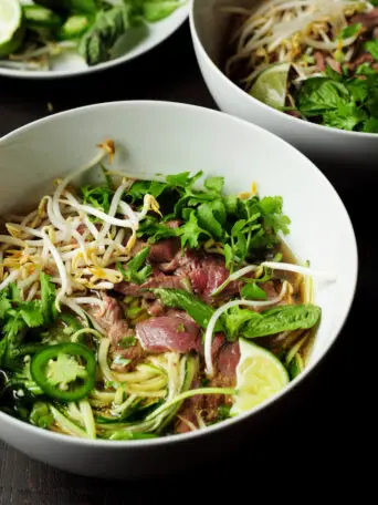 Last-minute dinner ideas - Pho with Spicy Chicken Zucchini Noodles