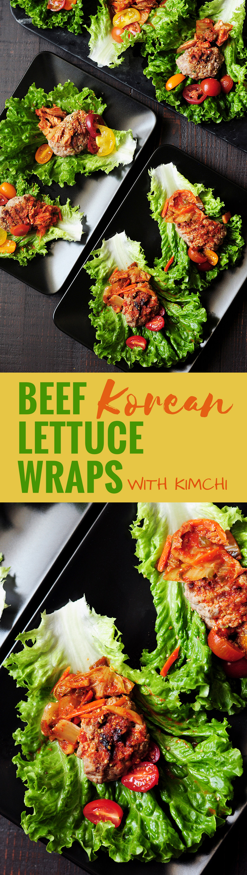 Easy lettuce wraps featuring grilled ground beef patties and kimchi. This delicious Korean-style appetizer takes less than 30 minutes.