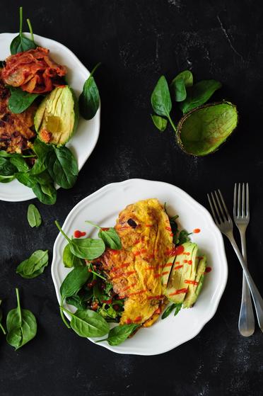 Loaded Grilled Hash Brown Omelet