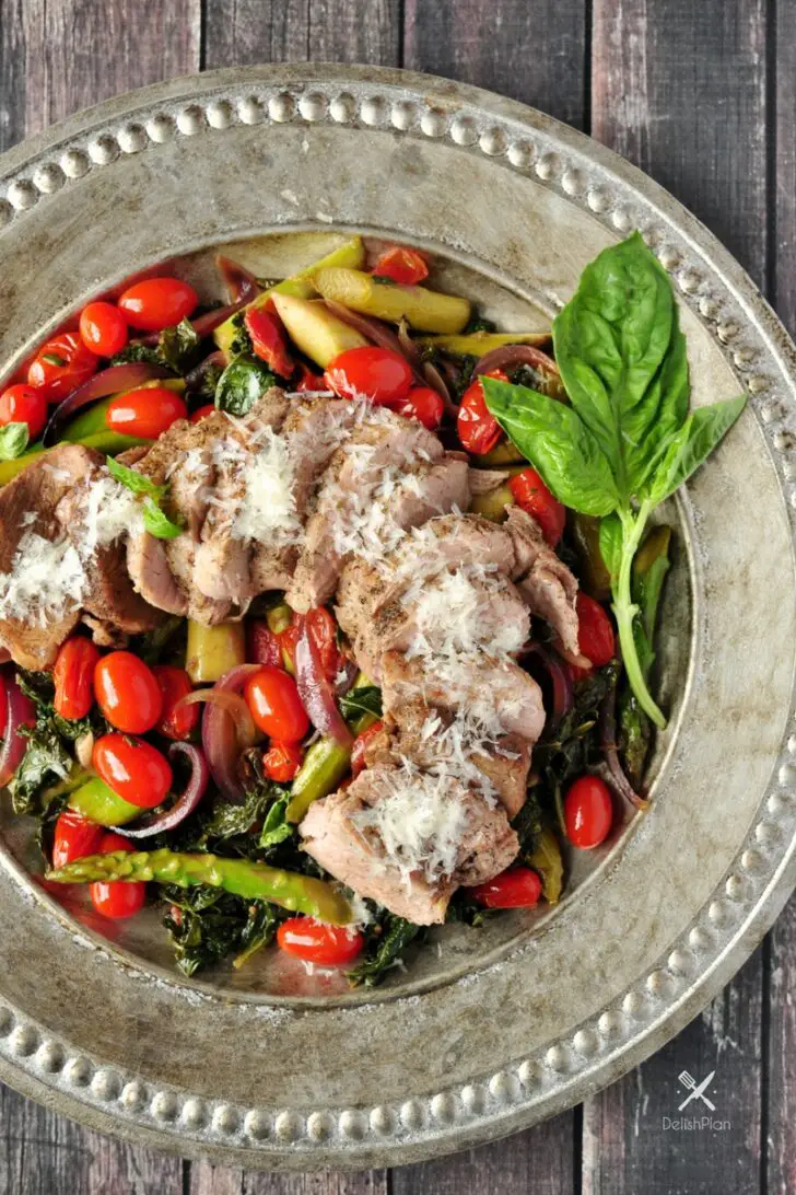 Pork over Warm Kale and Asparagus Salad - StreetSmart Kitchen