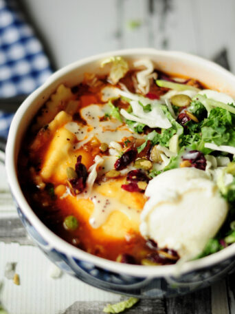 Ravioli Soup with Sausage and Kale