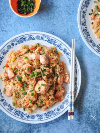 Salmon Fried Rice With Green Onions