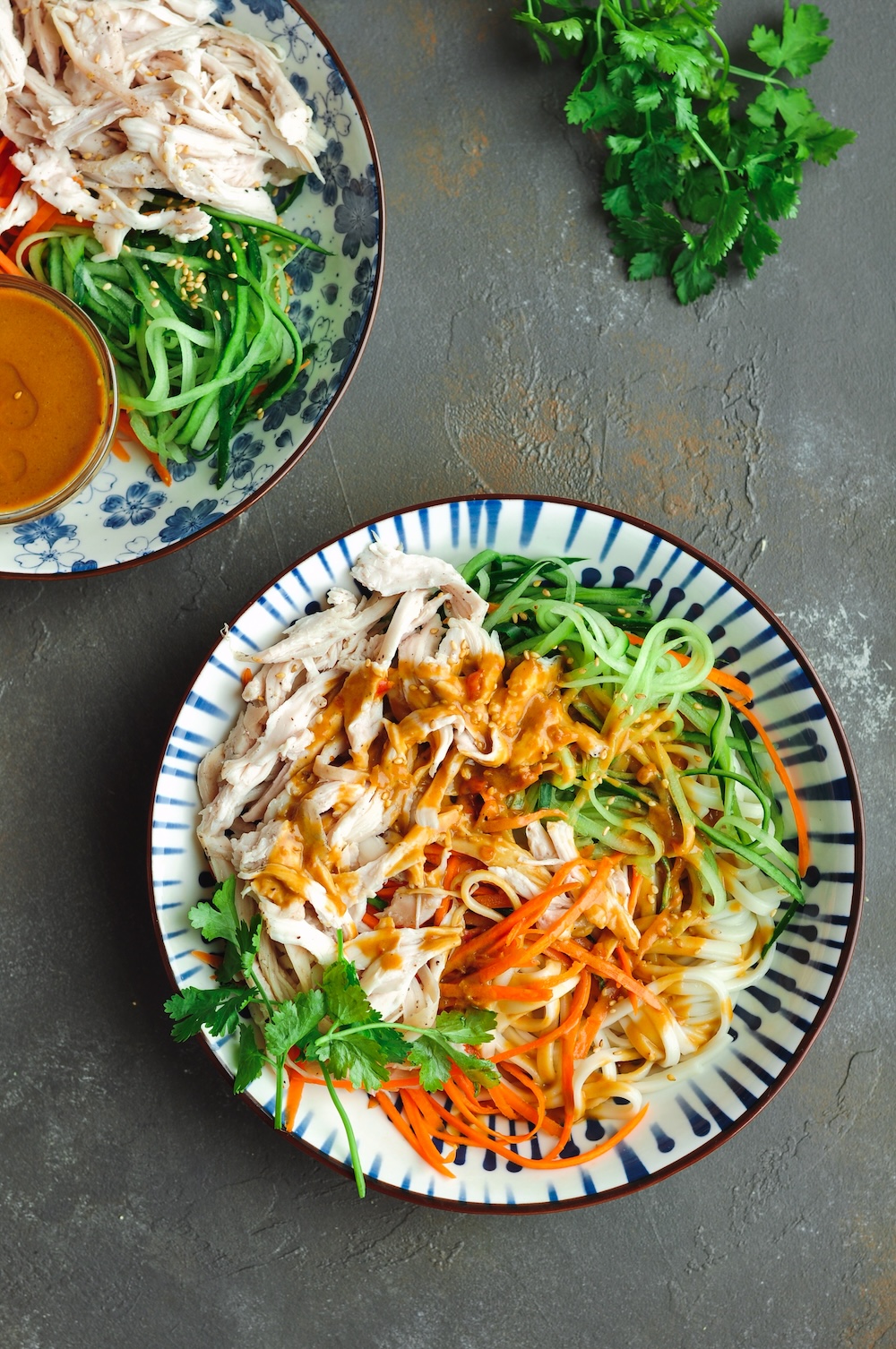 Shanghai cold noodles with shredded chicken and vegetables tossed in creamy, flavorful tahini sauce are ready in 20 minutes.