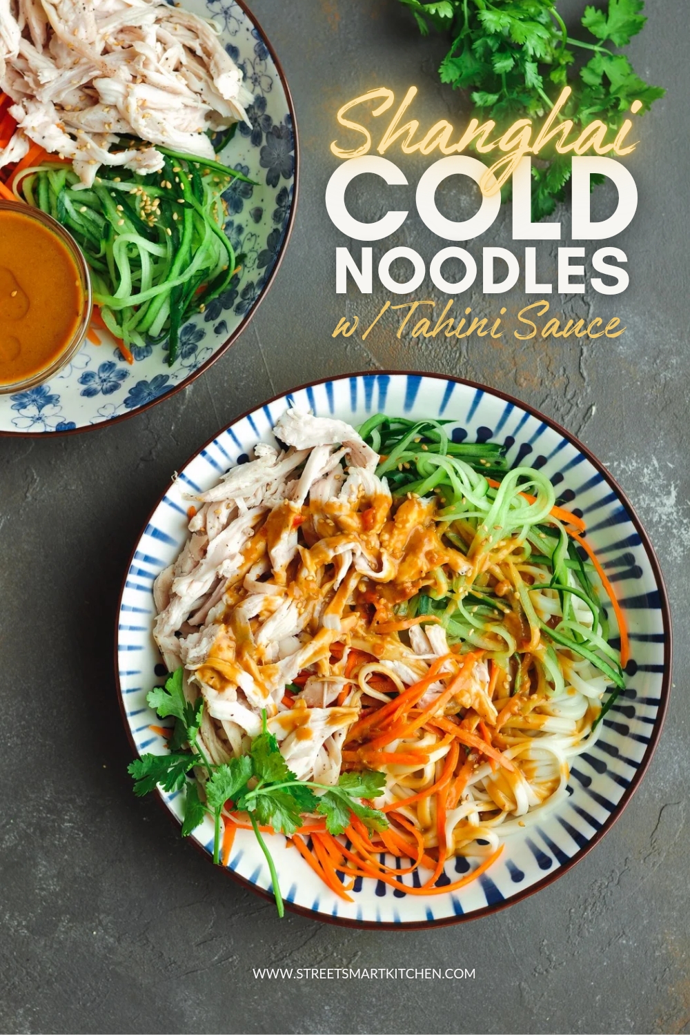 Shanghai cold noodles with shredded chicken and vegetables tossed in creamy, flavorful tahini sauce are ready in 20 minutes.