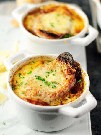 Let this healthy, soothing slow cooker French onion soup cook itself while you’re busy with other things. Make it with bone broth for a boost of collagen. 