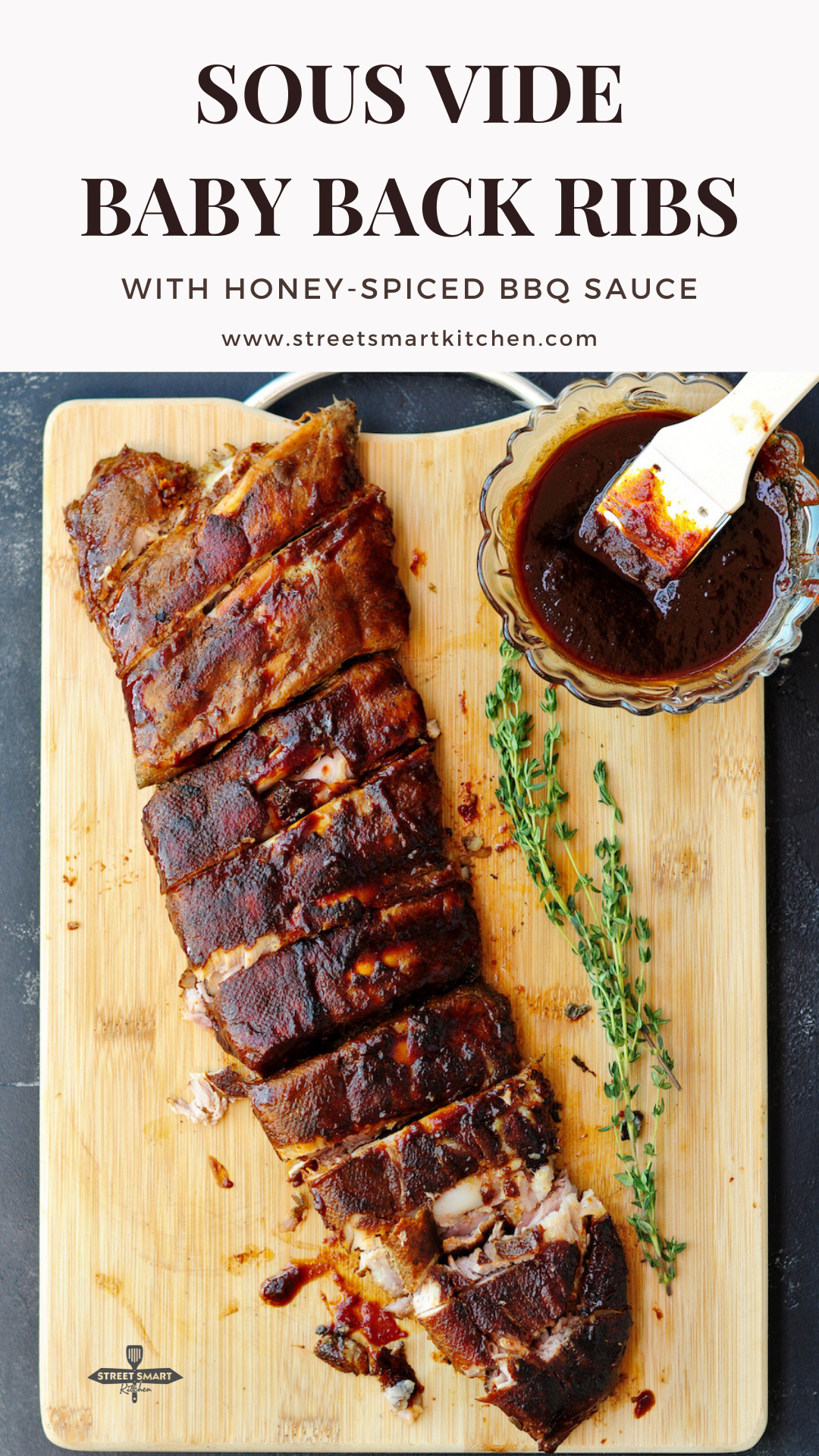 Sous Vide Baby Back Ribs with Honey-Spiced BBQ Sauce - pin 1