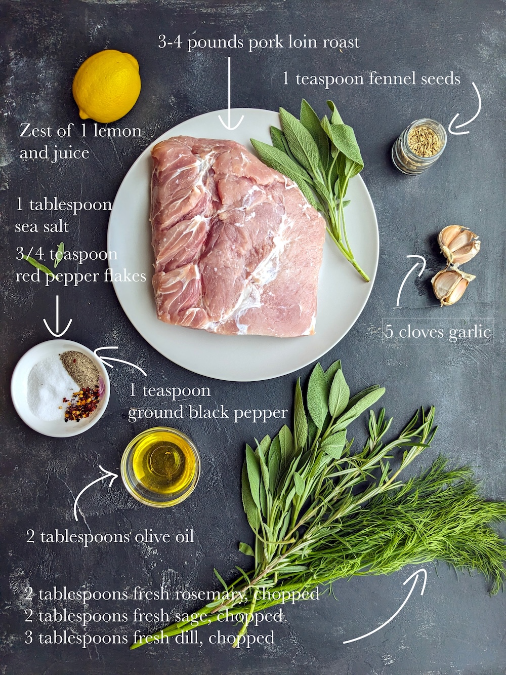 Sous Vide Pork Loin in Garlic-Herb Marinade Ingredients
