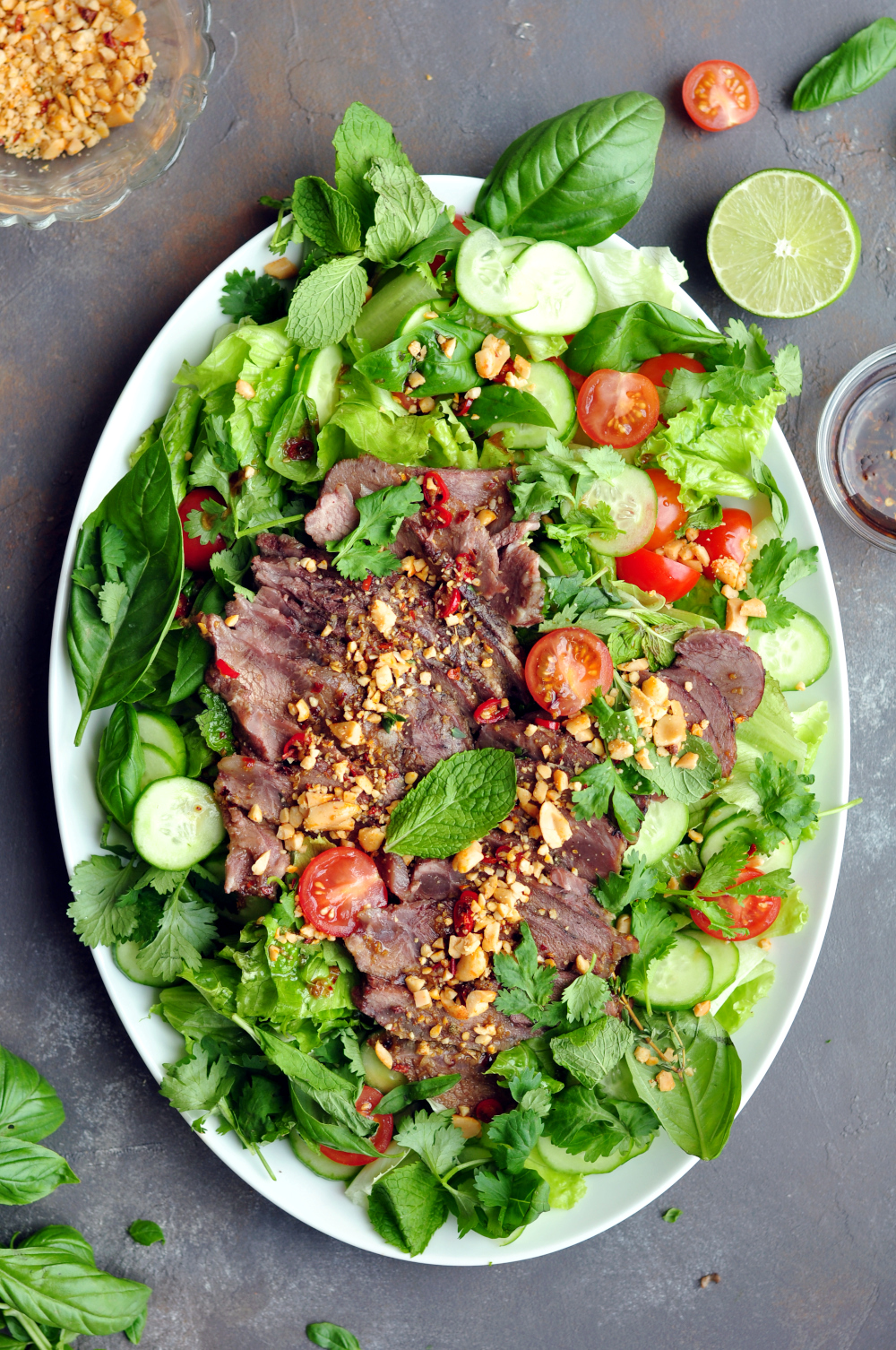 This authentic Thai beef salad uses any leftover steak or beef roast, so it's super quick to assemble. It's gluten-free with no added sugar but bold flavors.