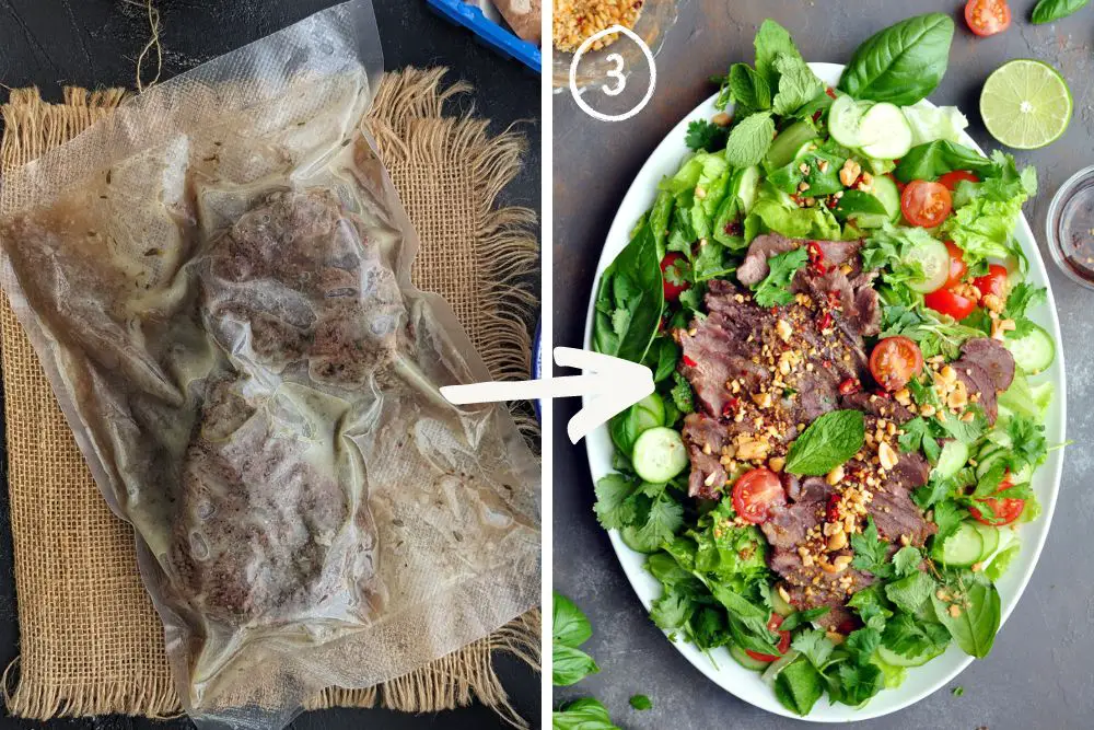 Sous Vide Beef Cheeks Once, Savor in 3 Different Ways-Meal #3 Thai Beef Salad