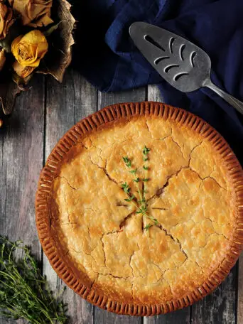 Made with simple ingredients, this turkey pot pie is a hearty dinner for your whole family. Prepare the filling the night before for an easy meal.