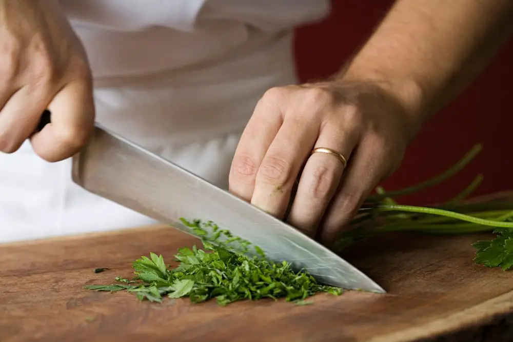 chopping fresh parsley